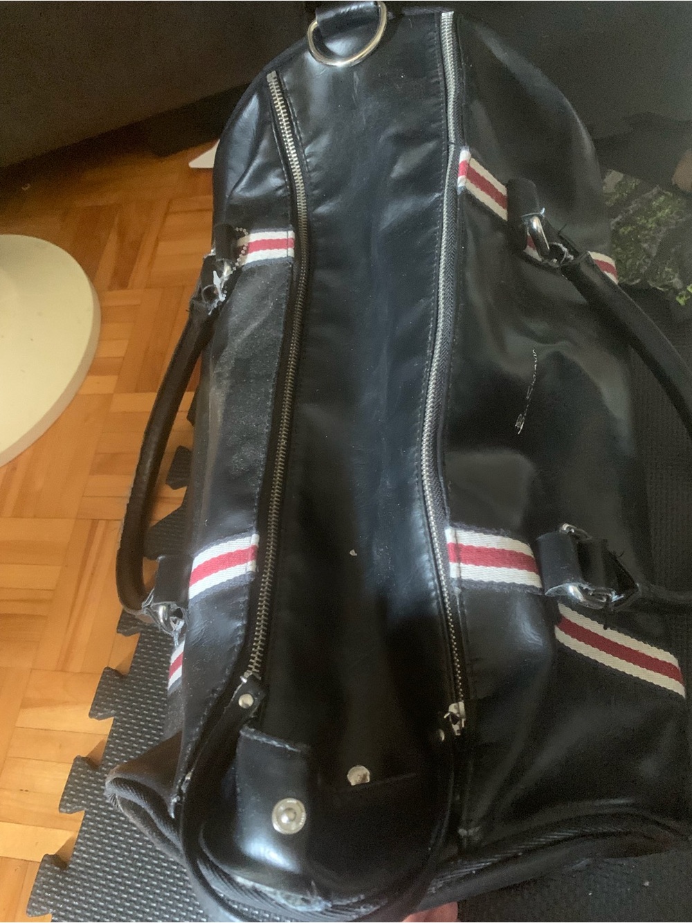 Ben Sherman Black Tote with Red and White Stripe Webbing - Picture 6 of 6